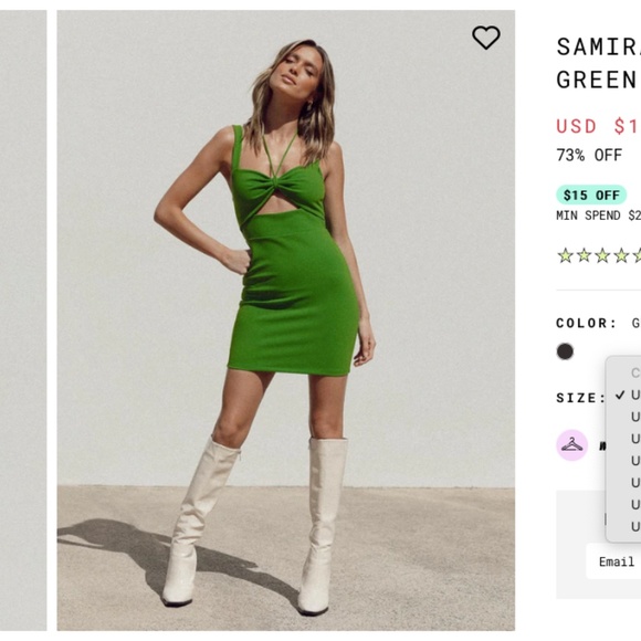 Princess Polly Samira Mini Dress Green NWT - Picture 4 of 8